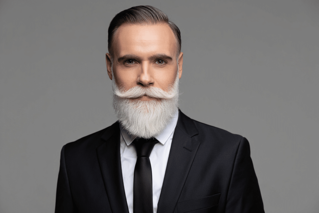 homme trentenaire avec barbe blanche