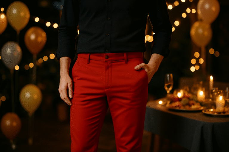 découvrez notre pantalon rouge, le choix audacieux parfait pour briller lors des fêtes. alliant style et confort, il fera sensation à chaque occasion. osez la couleur et affirmez votre personnalité avec ce vêtement incontournable de la saison.